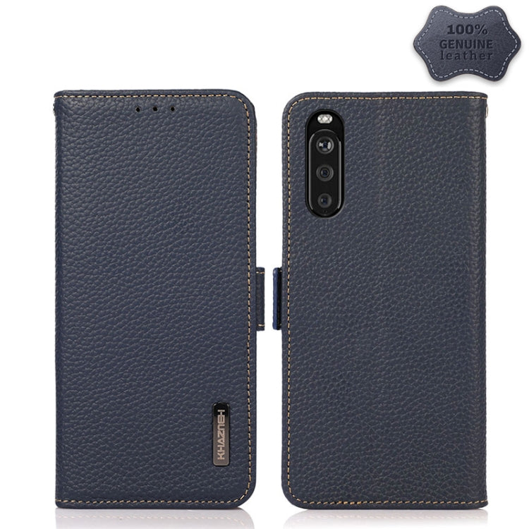 KHAZNEH Side-Magnetic Litchi Genuine Leather RFID Case, For Motorola Moto G60 / G40 Fusion, For Motorola Moto G60S, For Sony Xperia 1 III, For Sony Xperia 5 III, For Sony Xperia 10 III, For Sony Xperia Pro-I, For vivo Y76s 5G, For Google Pixel 6 Pro