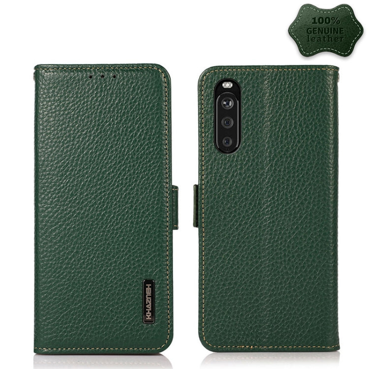 KHAZNEH Side-Magnetic Litchi Genuine Leather RFID Case, For Motorola Moto G60 / G40 Fusion, For Motorola Moto G60S, For Sony Xperia 1 III, For Sony Xperia 5 III, For Sony Xperia 10 III, For Sony Xperia Pro-I, For vivo Y76s 5G, For Google Pixel 6 Pro