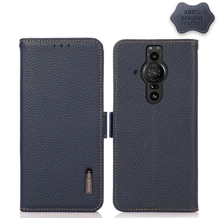 KHAZNEH Side-Magnetic Litchi Genuine Leather RFID Case, For Motorola Moto G60 / G40 Fusion, For Motorola Moto G60S, For Sony Xperia 1 III, For Sony Xperia 5 III, For Sony Xperia 10 III, For Sony Xperia Pro-I, For vivo Y76s 5G, For Google Pixel 6 Pro