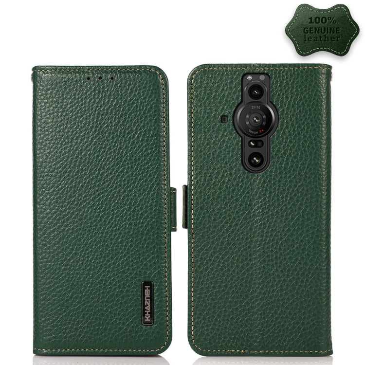 KHAZNEH Side-Magnetic Litchi Genuine Leather RFID Case
