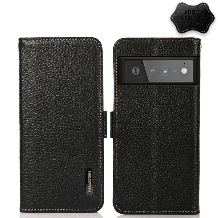 KHAZNEH Side-Magnetic Litchi Genuine Leather RFID Case, For Motorola Moto G60 / G40 Fusion, For Motorola Moto G60S, For Sony Xperia 1 III, For Sony Xperia 5 III, For Sony Xperia 10 III, For Sony Xperia Pro-I, For vivo Y76s 5G, For Google Pixel 6 Pro