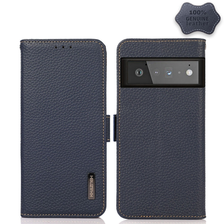 KHAZNEH Side-Magnetic Litchi Genuine Leather RFID Case, For Motorola Moto G60 / G40 Fusion, For Motorola Moto G60S, For Sony Xperia 1 III, For Sony Xperia 5 III, For Sony Xperia 10 III, For Sony Xperia Pro-I, For vivo Y76s 5G, For Google Pixel 6 Pro