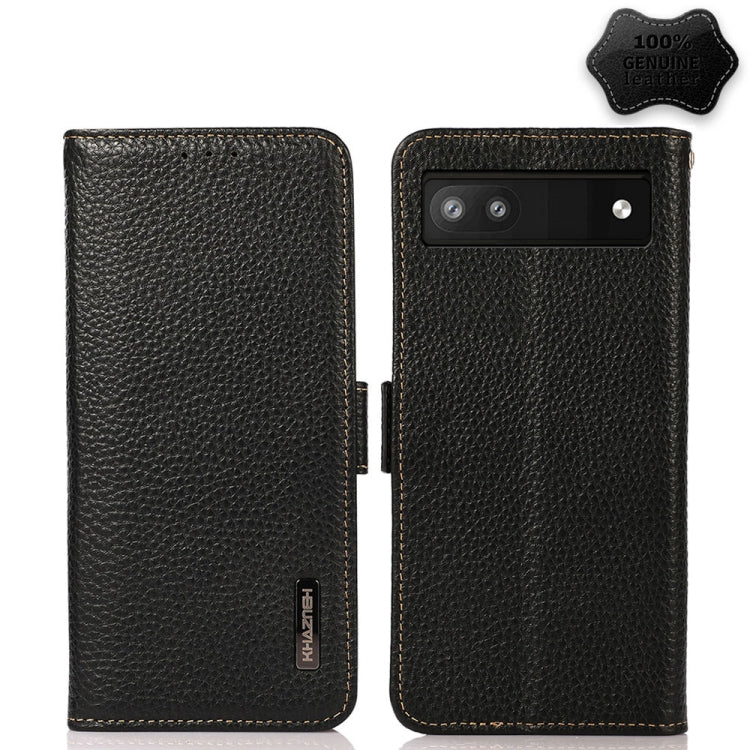 KHAZNEH Side-Magnetic Litchi Genuine Leather RFID Case