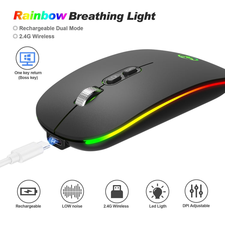 HXSJ M103FG 1600dpi Adjustable 2.4G RGB Light Wireless Mouse, 2.4G