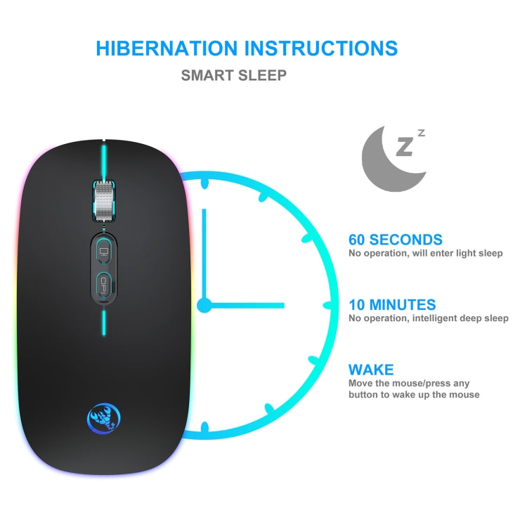 HXSJ M103FG 1600dpi Adjustable 2.4G RGB Light Wireless Mouse, 2.4G