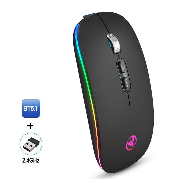 HXSJ M103FG 1600dpi Adjustable 2.4G + Bluetooth RGB Light Wireless Mouse, 2.4G + BT5.1