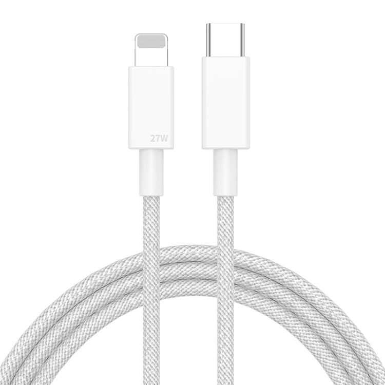 27W PD USB-C / Type-C to 8 Pin Fast Charging Braided Data Cable, Cable Length: 1m, 27W