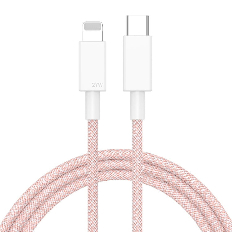 27W PD USB-C / Type-C to 8 Pin Fast Charging Braided Data Cable, Cable Length: 1m, 27W