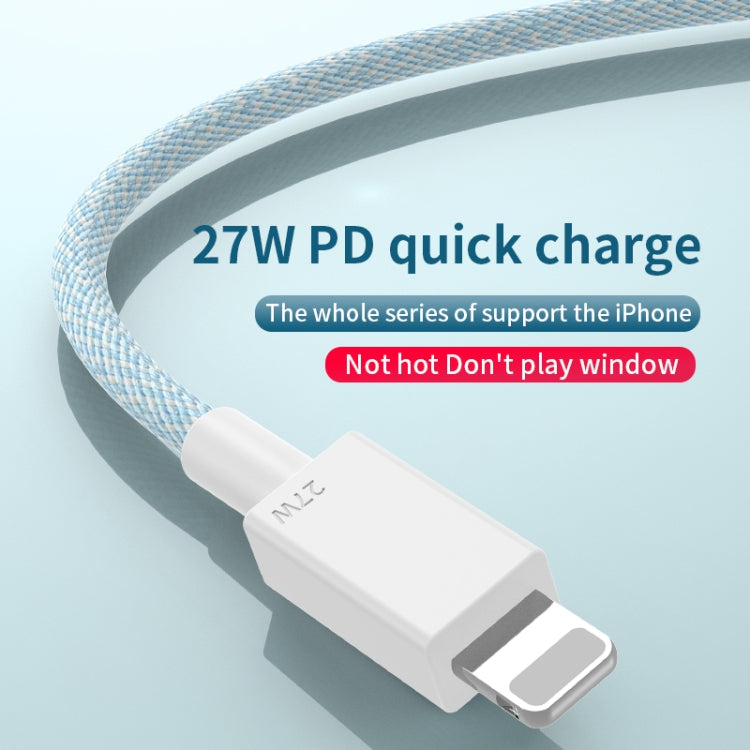 27W PD USB-C / Type-C to 8 Pin Fast Charging Braided Data Cable, Cable Length: 1m, 27W