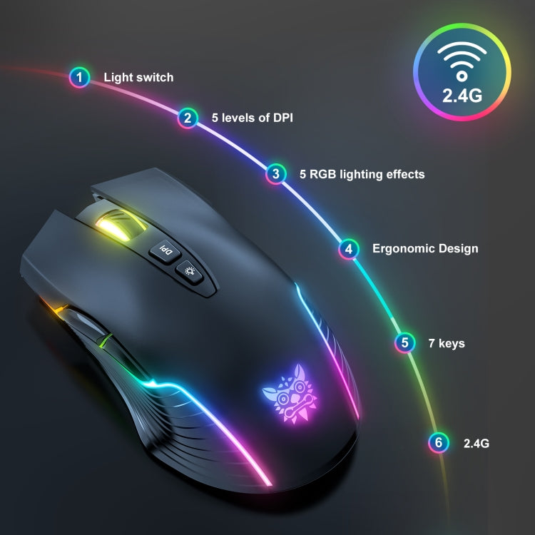 ONIKUMA CW905 2.4G RGB Lighting Wireless Mouse, CW905 Wireless Mouse(Black), CW905 Wireless Mouse(Pink), CW905 Wireless Mouse (Grey White)