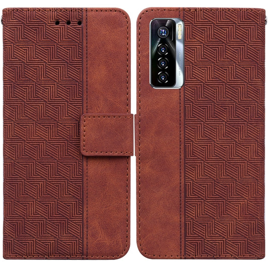Geometric Embossed Leather Phone Case, For Tecno Camon 17 Pro, For Tecno Camon 17P, For Tecno Pop 4, For Tecno Spark 6