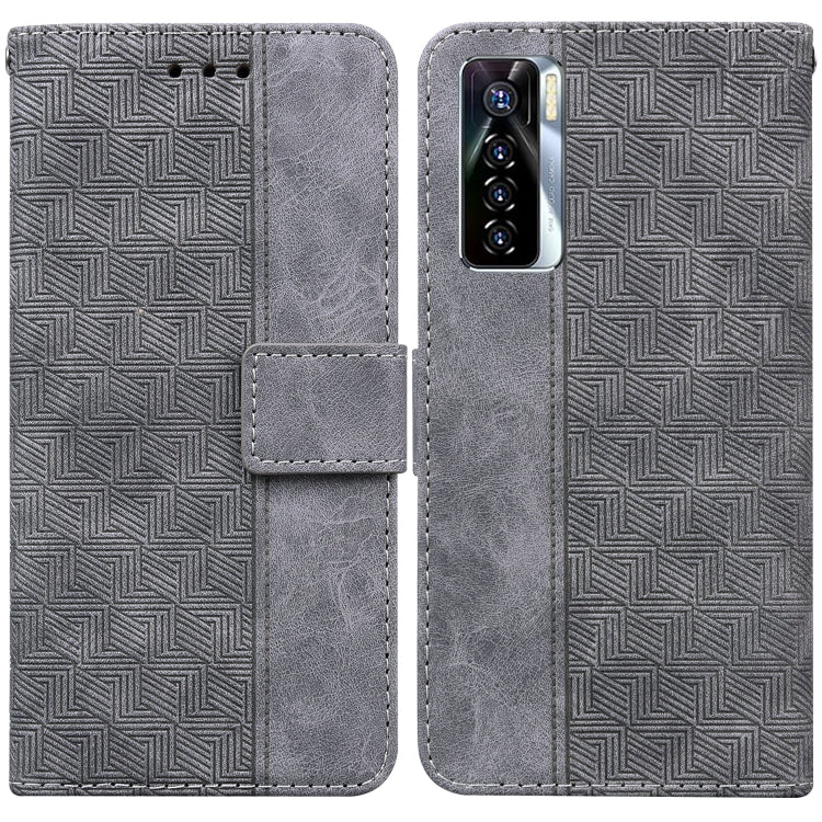 Geometric Embossed Leather Phone Case, For Tecno Camon 17 Pro, For Tecno Camon 17P, For Tecno Pop 4, For Tecno Spark 6, For Tecno Spark 7