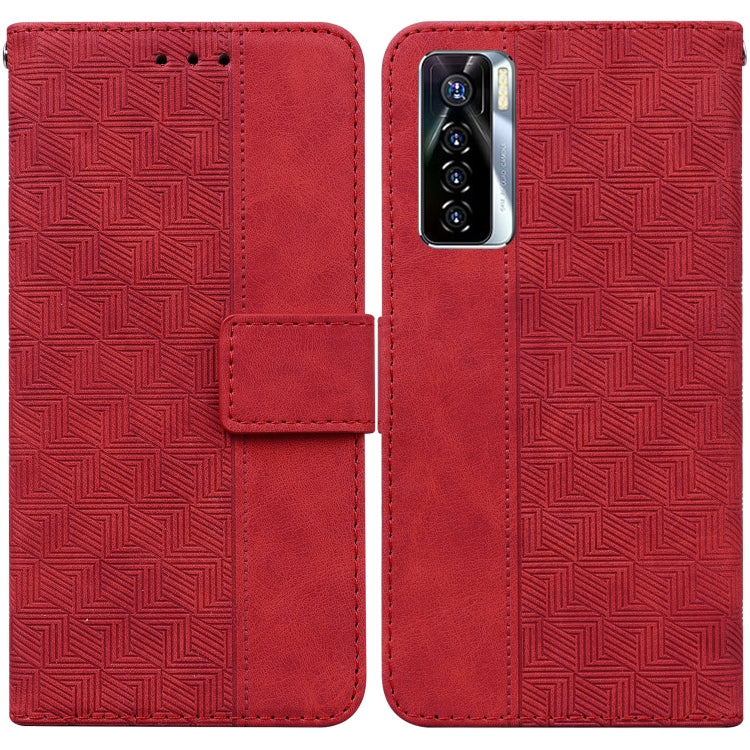 Geometric Embossed Leather Phone Case, For Tecno Camon 17 Pro, For Tecno Camon 17P, For Tecno Pop 4, For Tecno Spark 6, For Tecno Spark 7