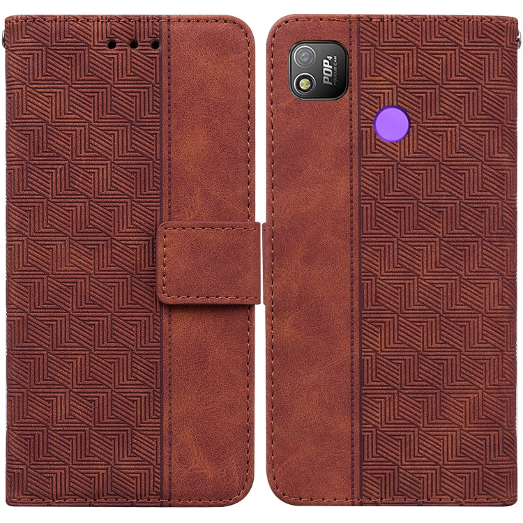 Geometric Embossed Leather Phone Case, For Tecno Camon 17 Pro, For Tecno Camon 17P, For Tecno Pop 4, For Tecno Spark 6, For Tecno Spark 7