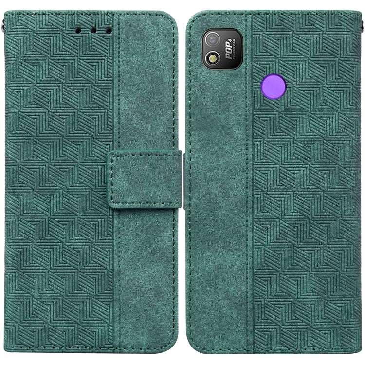 Geometric Embossed Leather Phone Case, For Tecno Camon 17 Pro, For Tecno Camon 17P, For Tecno Pop 4, For Tecno Spark 6, For Tecno Spark 7