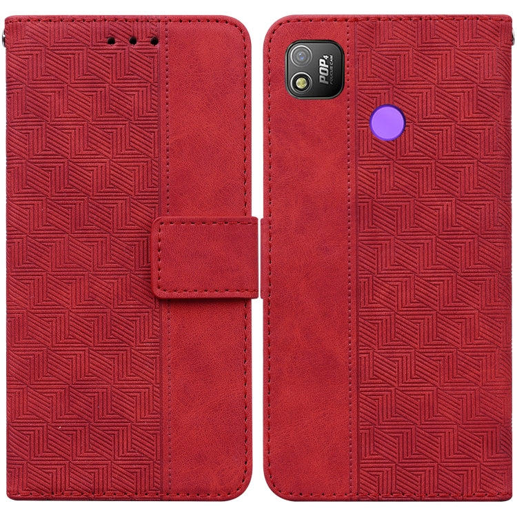 Geometric Embossed Leather Phone Case, For Tecno Camon 17 Pro, For Tecno Camon 17P, For Tecno Pop 4, For Tecno Spark 6, For Tecno Spark 7