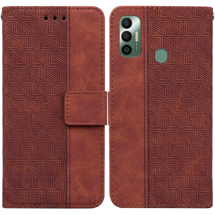 Geometric Embossed Leather Phone Case, For Tecno Camon 17 Pro, For Tecno Camon 17P, For Tecno Pop 4, For Tecno Spark 6, For Tecno Spark 7