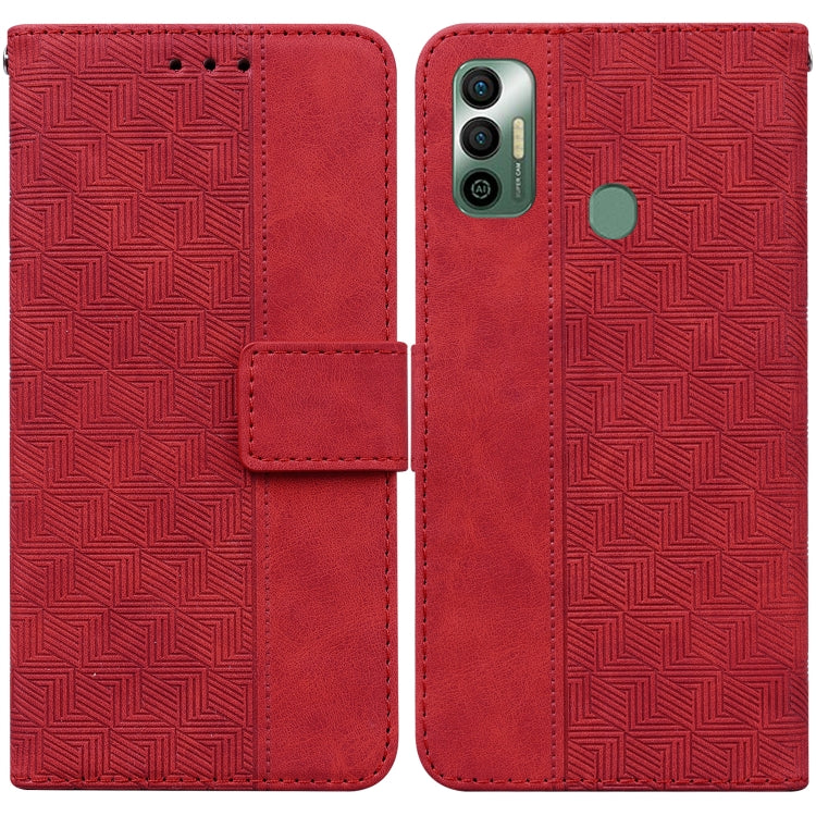 Geometric Embossed Leather Phone Case, For Tecno Camon 17 Pro, For Tecno Camon 17P, For Tecno Pop 4, For Tecno Spark 6, For Tecno Spark 7