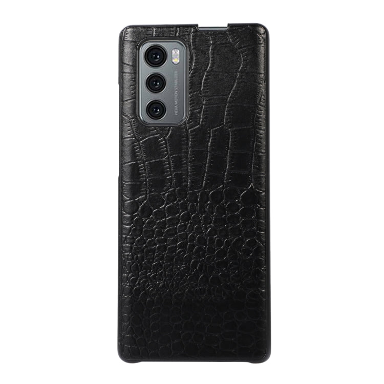 Crocodile Top Layer Cowhide Leather Phone Case, For LG Wing 5G, For Motorola Moto Razr 5G