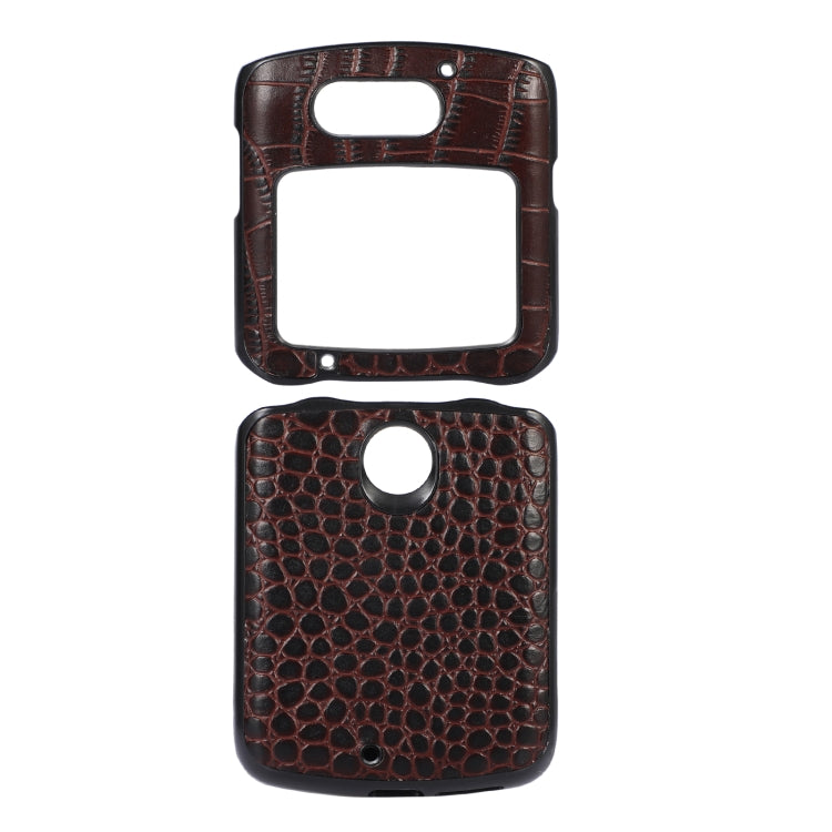 Crocodile Top Layer Cowhide Leather Phone Case, For LG Wing 5G, For Motorola Moto Razr 5G