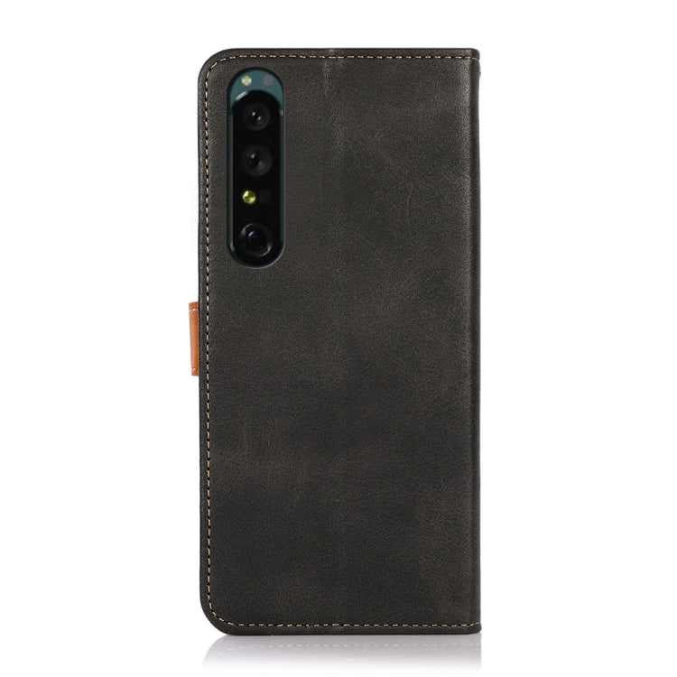 KHAZNEH Dual-color Cowhide Texture Leather Phone Case, For Sony Xperia 1 IV, For vivo Y75 5G Foreign/T1 5G Foreign