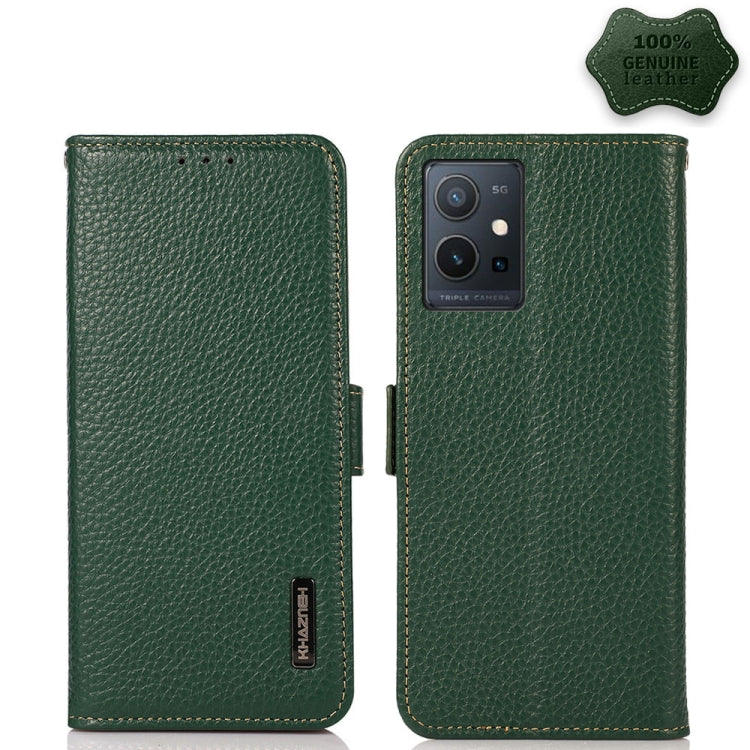 KHAZNEH Side-Magnetic Litchi Genuine Leather RFID Phone Case, For vivo Y75 5G, For Sony Xperia 1 IV