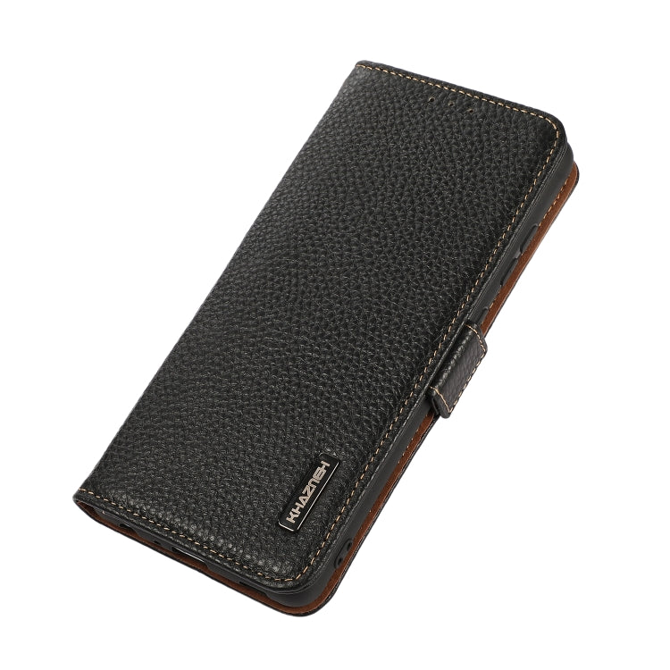 KHAZNEH Side-Magnetic Litchi Genuine Leather RFID Phone Case, For Sony Xperia 10 IV, For Xiaomi Redmi Note 11E / Redmi 10 5G