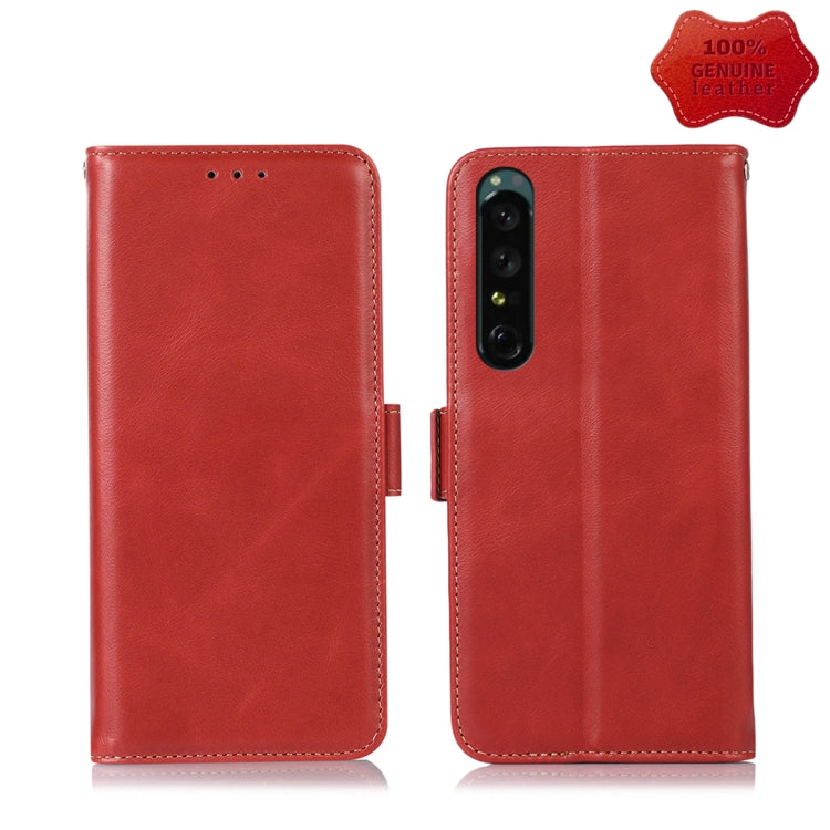 Crazy Horse Top Layer Cowhide Leather Phone Case, For Sony Xperia 1 IV, For Sony Xperia 10 IV