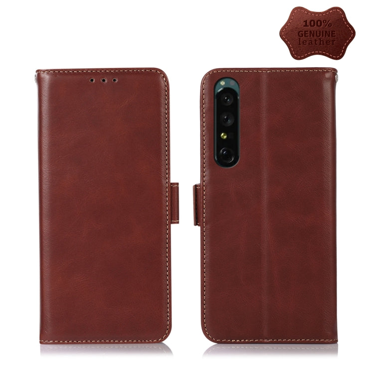 Crazy Horse Top Layer Cowhide Leather Phone Case, For Sony Xperia 1 IV, For Sony Xperia 10 IV