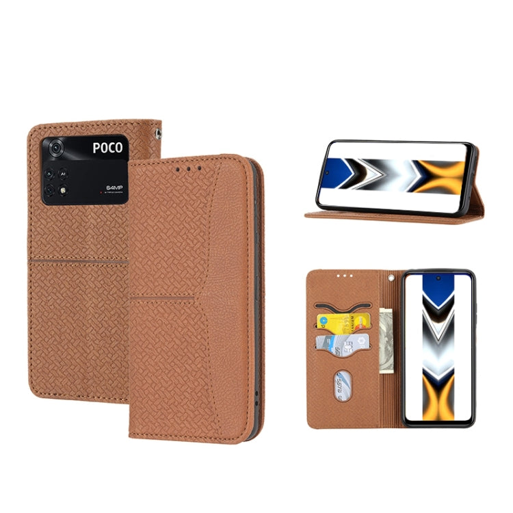 Woven Texture Stitching Magnetic PU Leather Phone Case, For Xiaomi Redmi 10A, For Xiaomi Poco M4 Pro, For Xiaomi Redmi Note 11E, For Xiaomi Redmi 10 5G