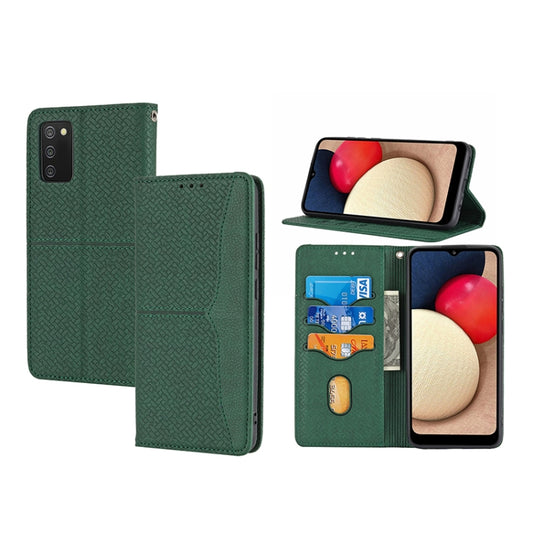 Woven Texture Stitching Magnetic PU Leather Phone Case, For Samsung Galaxy A03s 164.2mm US Version