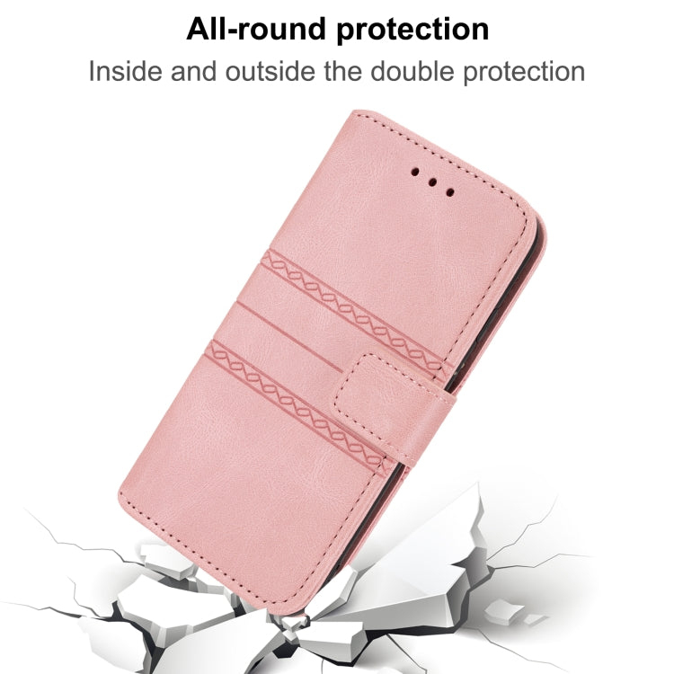 Embossed Striped Magnetic Buckle Horizontal Flip Phone Leather Case, For vivo Y52s, For Motorola Moto G22, For Google Pixel 7, For Xiaomi Poco M4 Pro, For Nokia G21 / G11