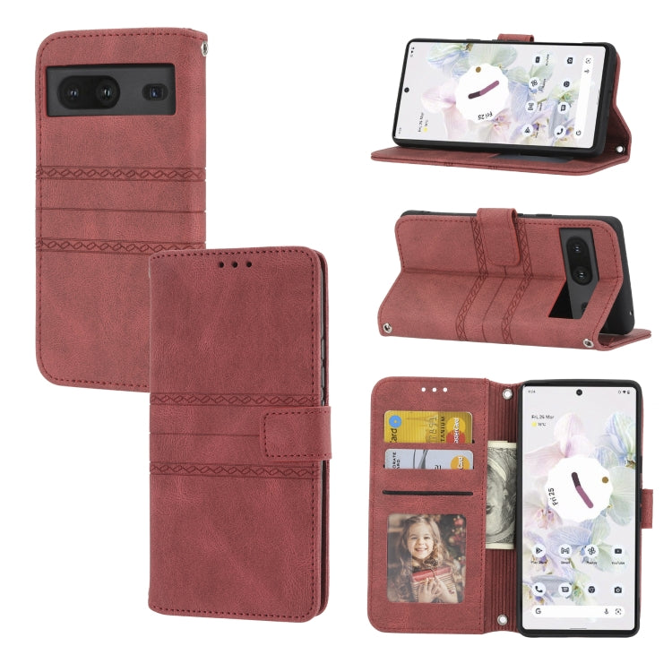 Embossed Striped Magnetic Buckle Horizontal Flip Phone Leather Case, For vivo Y52s, For Motorola Moto G22, For Google Pixel 7, For Xiaomi Poco M4 Pro