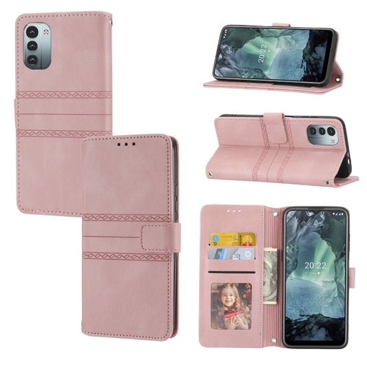 Embossed Striped Magnetic Buckle Horizontal Flip Phone Leather Case, For Nokia G21 / G11, For Google Pixel 7 Pro, For Kyocera Android One S9 / Digno Sanga Edition, For OPPO Realme C31 4G Global