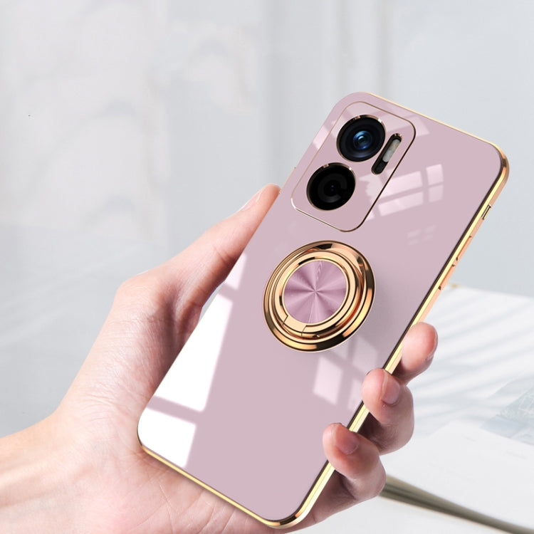 6D Electroplating Full Coverage Silicone Protective Case with Magnetic Ring Holder, For Xiaomi Redmi Note 11E