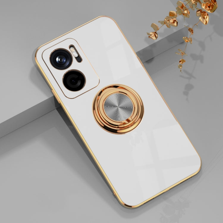 6D Electroplating Full Coverage Silicone Protective Case with Magnetic Ring Holder, For Xiaomi Redmi Note 11E