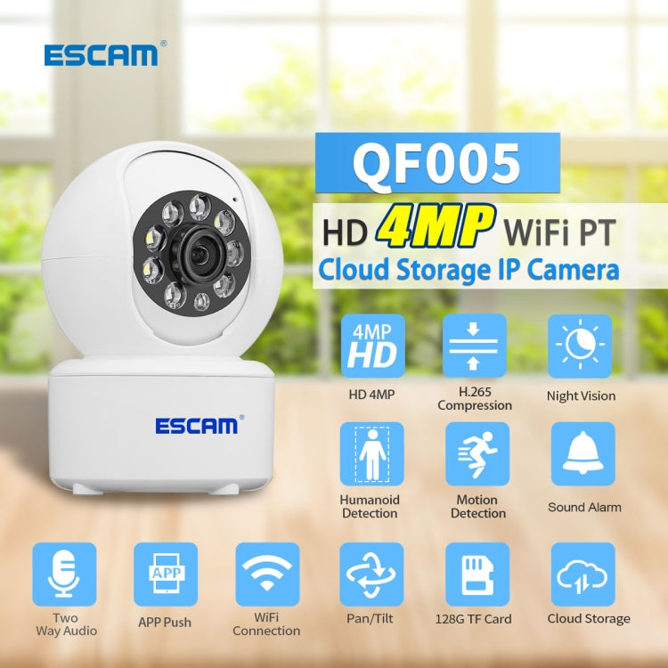 ESCAM QF005 4MP Indoor HD WiFi Pan-tilt Camera, Support Motion Detection / Two-way Audio / Night Vision, QF005