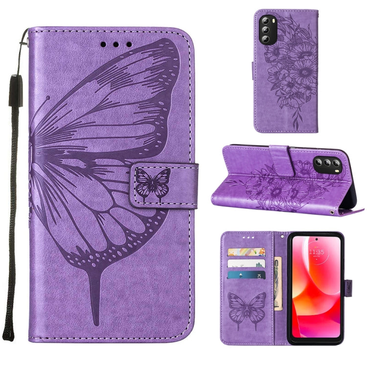 Embossed Butterfly Leather Phone Case, For Alcatel 1L 2021, For Motorola Moto G 5G 2022, For Motorola Moto G52