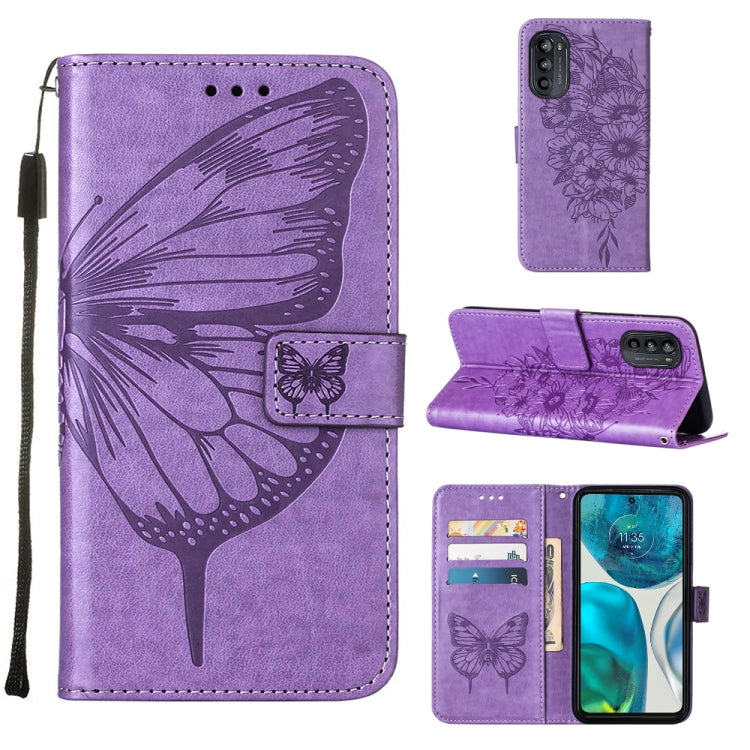 Embossed Butterfly Leather Phone Case, For Alcatel 1L 2021, For Motorola Moto G 5G 2022, For Motorola Moto G52