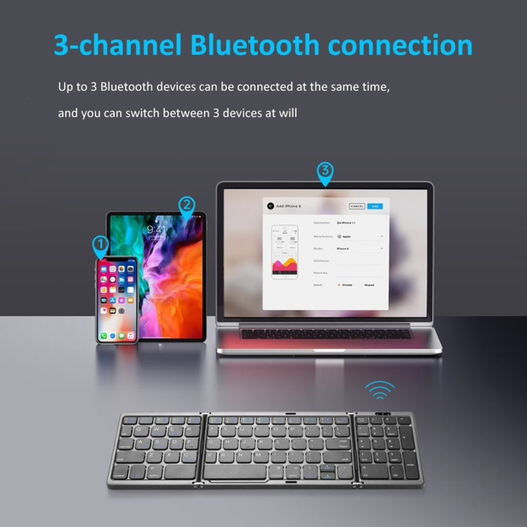 B089T Foldable Bluetooth Keyboard Rechargeable with Touchpad, B089T(Grey), B089T  (Silver), B089T (Black)