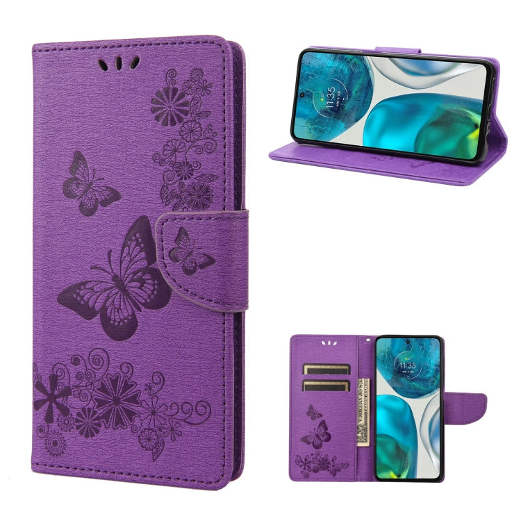 Butterfly Embossed Horizontal Flip Leather Phone Case, For Motorola Moto G52, For Sony Xperia 10 IV