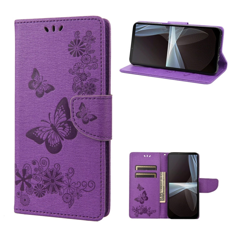 Butterfly Embossed Horizontal Flip Leather Phone Case, For Motorola Moto G52, For Sony Xperia 10 IV