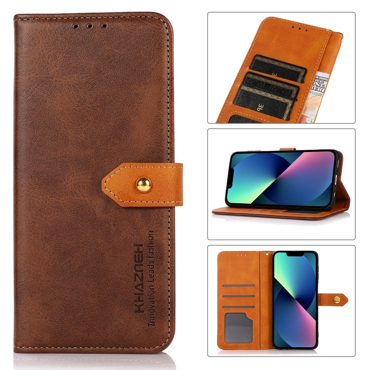 KHAZNEH Dual-color Cowhide Texture Flip Leather Phone Case, For iPhone 14 Max, For iPhone 14, For iPhone 14 Pro, For iPhone 14 Pro Max