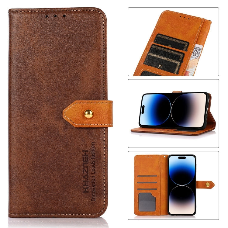 KHAZNEH Dual-color Cowhide Texture Flip Leather Phone Case, For iPhone 14 Max, For iPhone 14, For iPhone 14 Pro, For iPhone 14 Pro Max