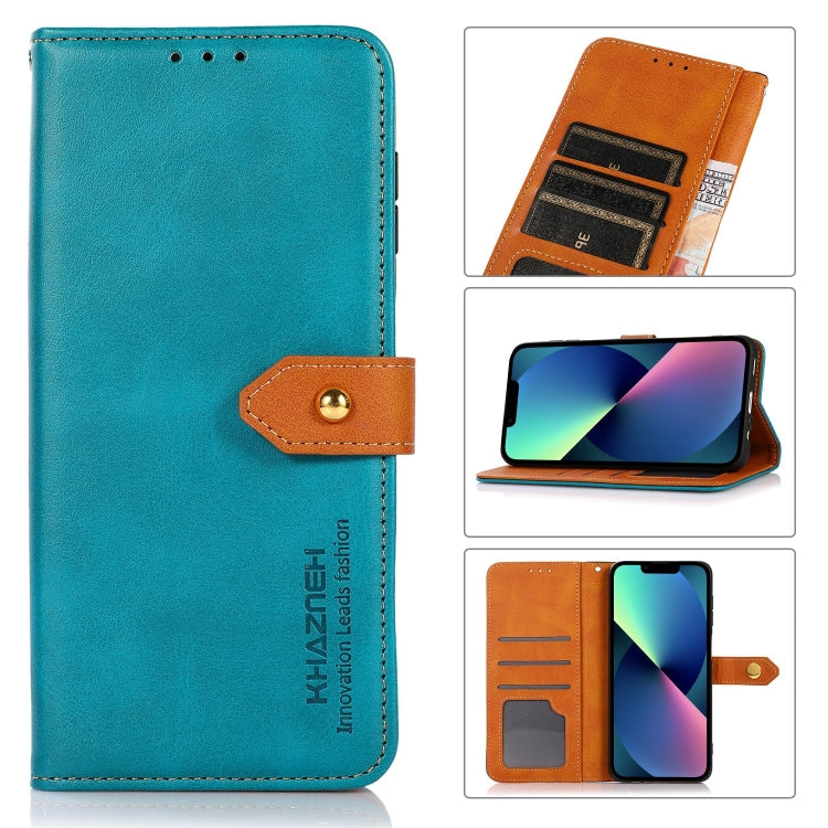 KHAZNEH Dual-color Cowhide Texture Flip Leather Phone Case, For iPhone 14 Max, For iPhone 14, For iPhone 14 Pro, For iPhone 14 Pro Max