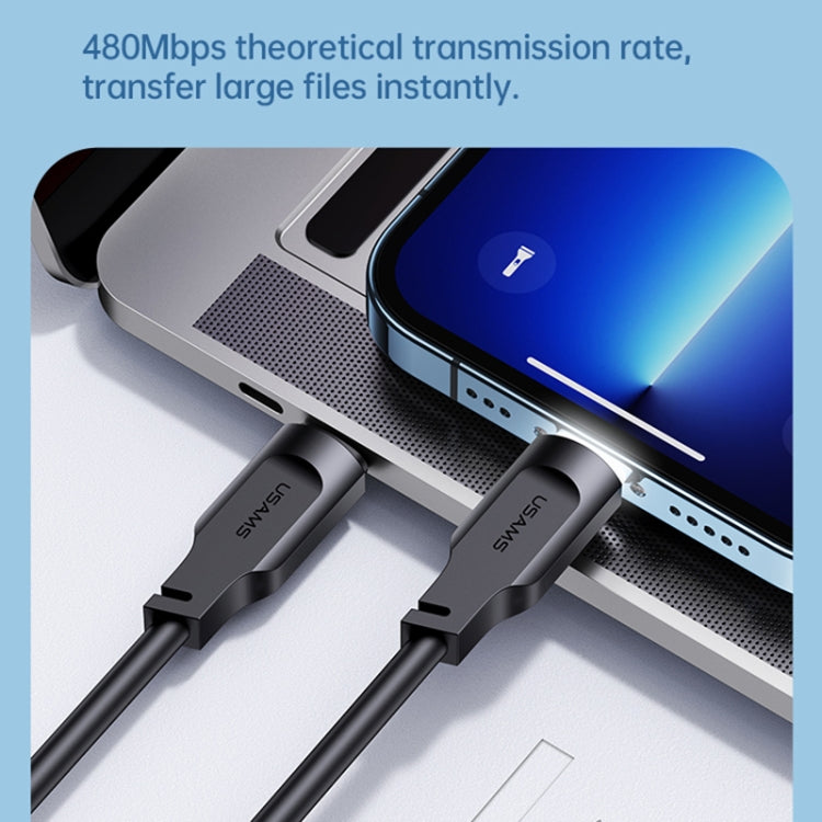 USAMS US-SJ566 Lithe Series 1.2m Type-C to 8 Pin PD 20W Fast Charging Cable with Light, Type-C to 8 Pin