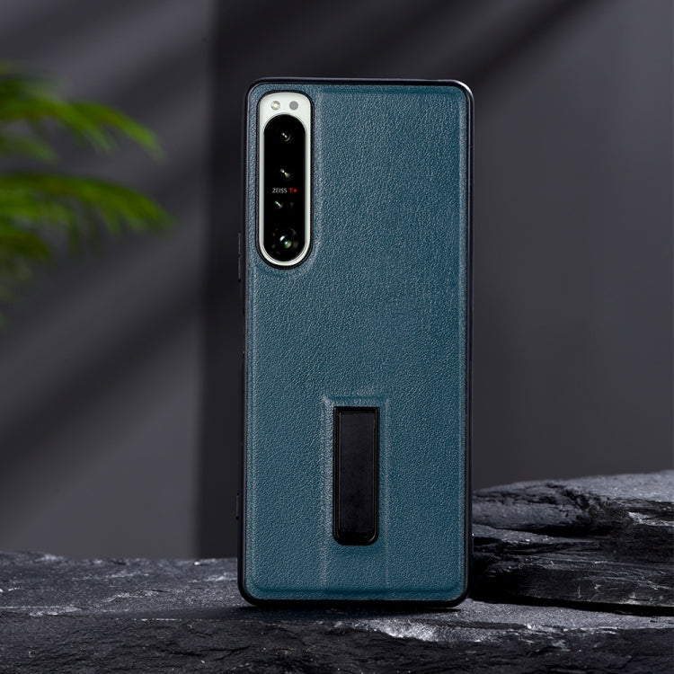 PC + Leather Texture Protective Phone Case with Metal Holder, For Sony Xperia 10 IV, For Sony Xperia 1 IV, For Sony Xperia 5 III, For Sony Xperia 5 II, For Sony Xperia 10 III, For Sony Xperia 1 III