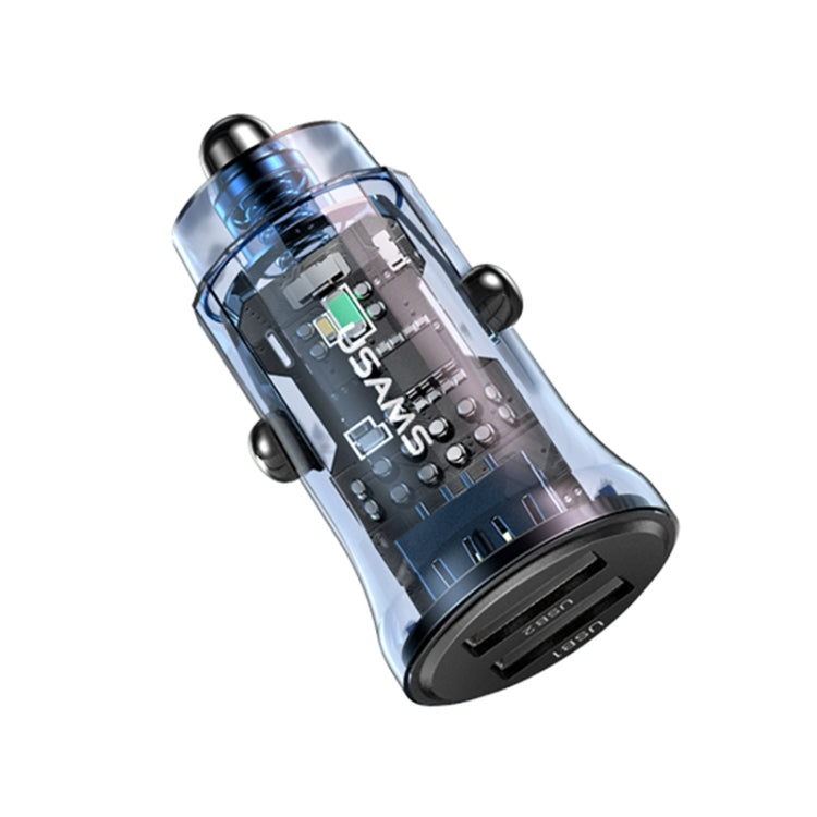 USAMS US-CC162 C31 5V3A Transparent Dual USB Mini Car Charger, C31