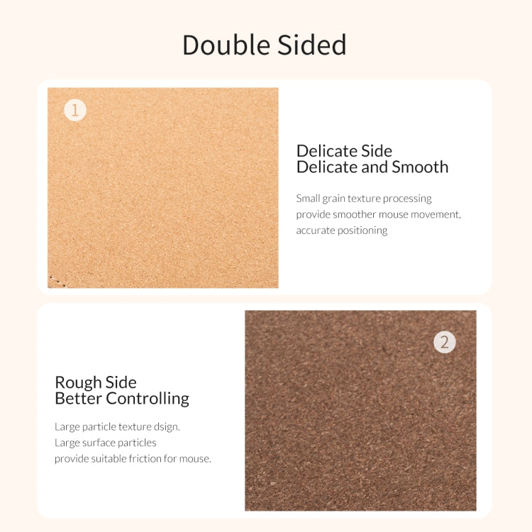 ORICO Double Sided Mouse Pad, Size: 300x600mm, Cork + Coffee, Cork + Pink PU, Cork + Grey PU