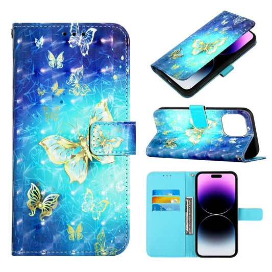 3D Painting Horizontal Flip Leather Phone Case, For iPhone 14 Pro Max